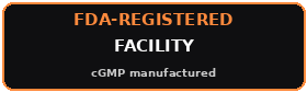 Made in an FDA-registered cGMP facility (not FDA-approved)